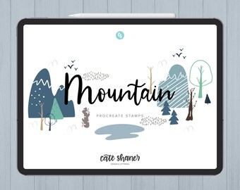 Mountain Procreate Stamps | Procreate Stamp Brushes | Nature Stamps | iPad Lettering | Illustration