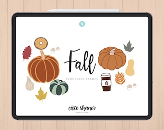 Fall Procreate Stamps | Pumpkin Procreate Stamp Brushes | Autumn Stamps | iPad Lettering | Doodling
