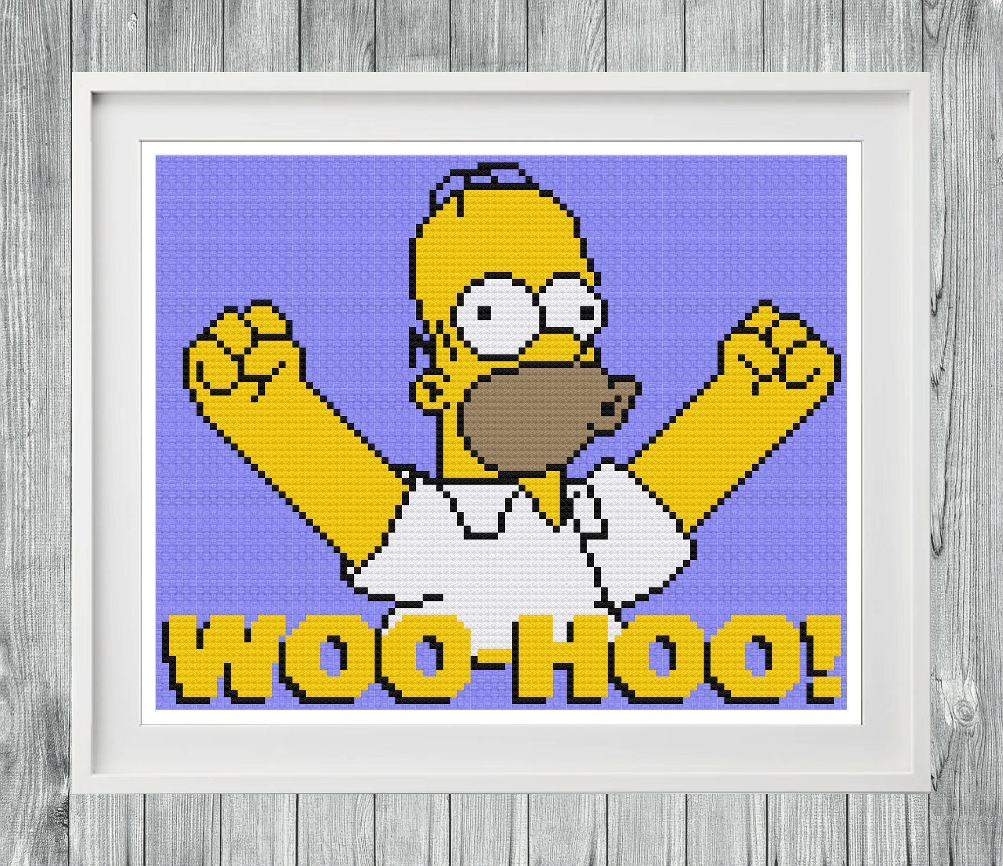 Homer Simpson Woo Hoo Simple Cross Stitch Pattern Etsy