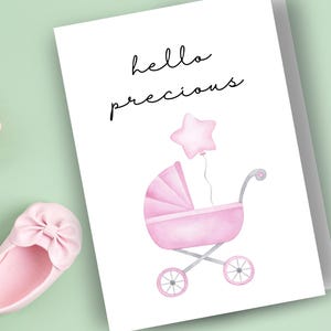 New Baby Girl, Birth of Baby, Baby Shower, Blank, Girl, Greeting Card, 100% sustainably made