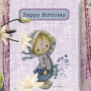 Vintage Girl Greeting Card, Blank, Any Occasion,  100% sustainably made