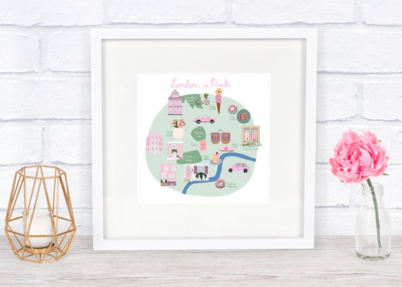 London Is Pink Icons Map Etsy