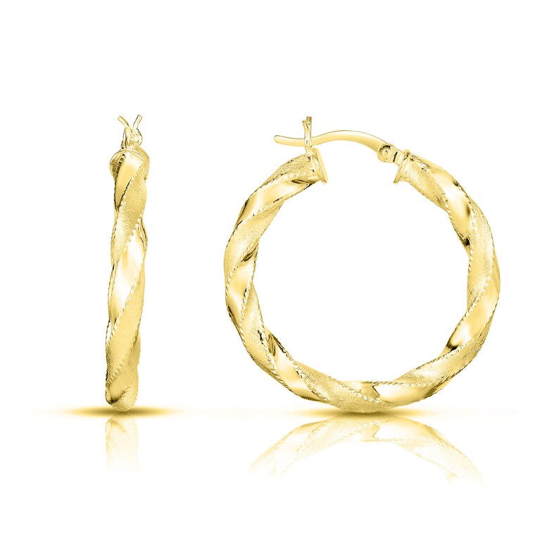 Womens Jewelry 925 Sterling Silver Diamond Cut twist Hoop Earrings,Hoop Earrings For Women