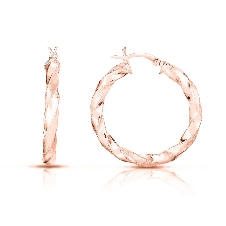 Womens Jewelry 925 Sterling Silver Diamond Cut twist Hoop Earrings,Hoop Earrings For Women