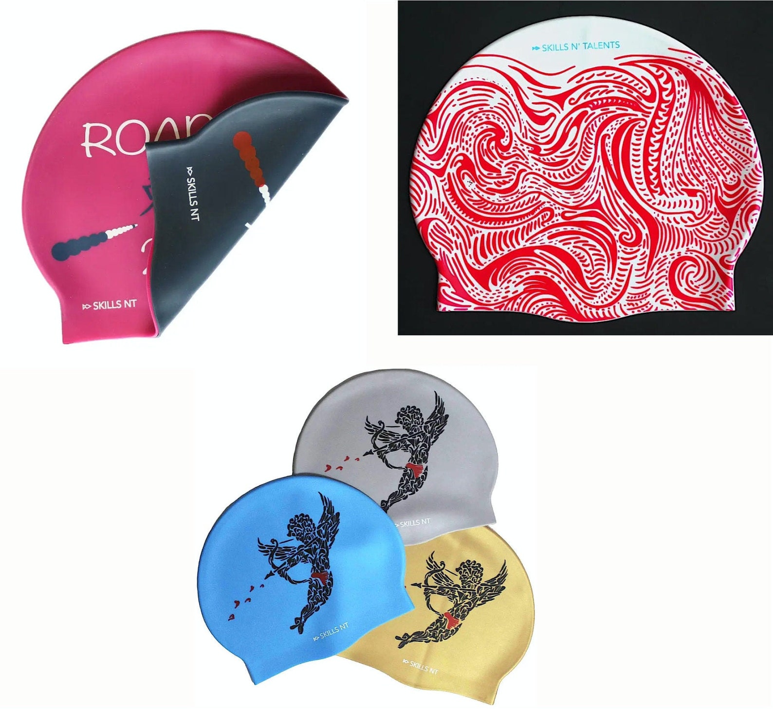 Swim Caps Olympics Tokyo, Cool Designs, Brain, Waves Silicone High Quality Etsy