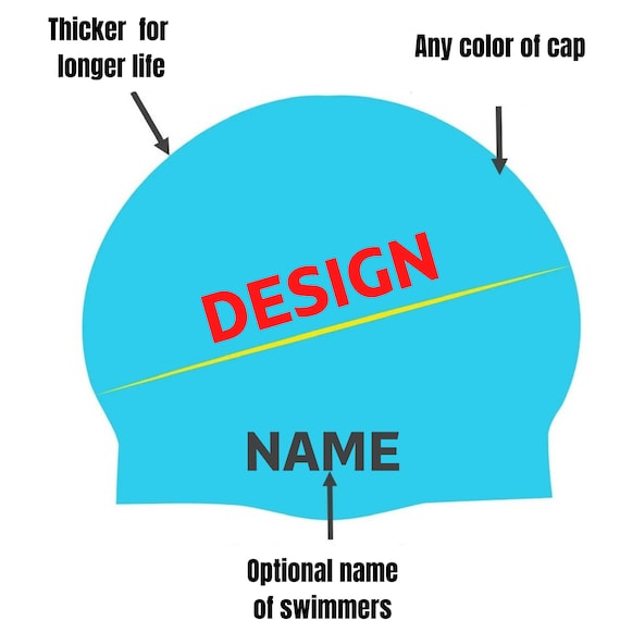 Custom Swim Caps 30 Units High Quality 1 Color Printed Etsy UK