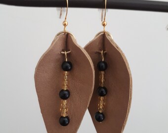 Boucles d'oreilles en cuir recyclé