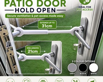 Simple & Adjustable Patio Door Holder 21–31cm | Patio Door Pet Access Solution | French Door Ventilation Tool