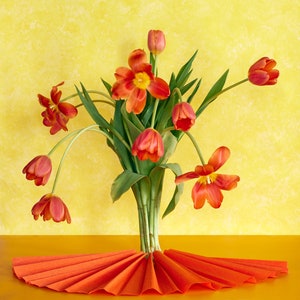 Summer Tulips: Still Life, Fine Art, Interior Design, Modern Art, Floral Art, Dutch Still Life, Orange Tulips, Red Tulips image 1