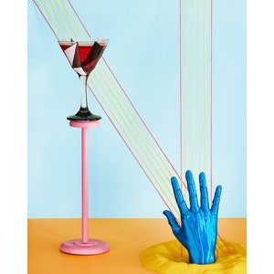 Still Life Photograph With Cocktail & Blue Hand: Archival Pigment Print, Original Fine Art Photo, Cocktail Art, Giclée Print, Surreal Art