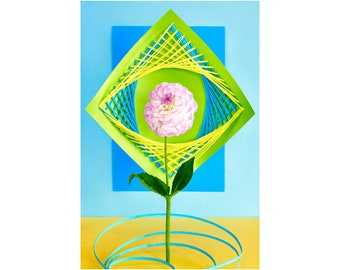 Still Life With Dahlia & Yarn: Floral Photo, Modern Art, Geometric Floral, Abstract Art, Decorative, Fine Art, Geometric Art, Dahlia