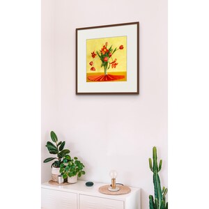 Summer Tulips: Still Life, Fine Art, Interior Design, Modern Art, Floral Art, Dutch Still Life, Orange Tulips, Red Tulips image 10