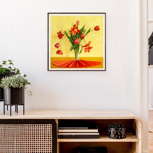 Summer Tulips: Still Life, Fine Art, Interior Design, Modern Art, Floral Art, Dutch Still Life, Orange Tulips, Red Tulips Bild 9