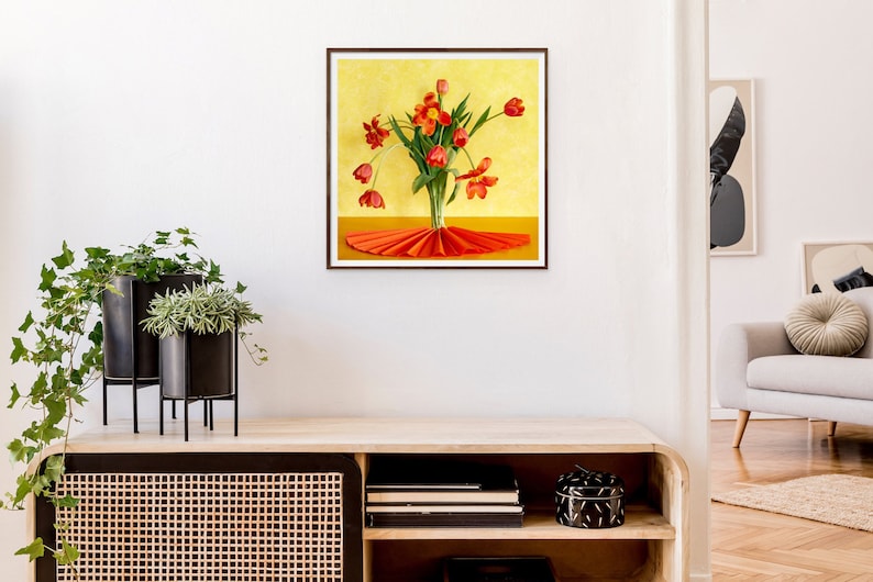 Summer Tulips: Still Life, Fine Art, Interior Design, Modern Art, Floral Art, Dutch Still Life, Orange Tulips, Red Tulips Bild 9
