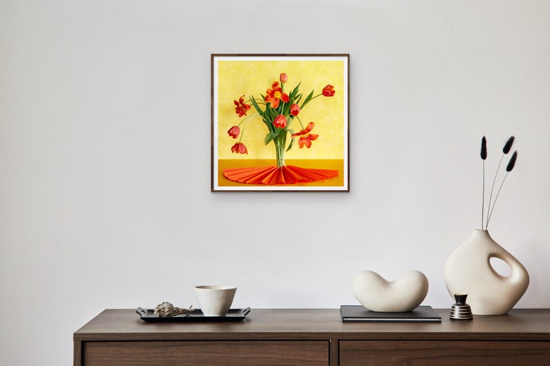 Summer Tulips: Still Life, Fine Art, Interior Design, Modern Art, Floral Art, Dutch Still Life, Orange Tulips, Red Tulips Bild 6