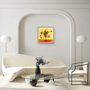 Summer Tulips: Still Life, Fine Art, Interior Design, Modern Art, Floral Art, Dutch Still Life, Orange Tulips, Red Tulips image 8