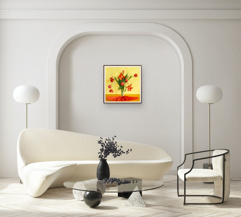 Summer Tulips: Still Life, Fine Art, Interior Design, Modern Art, Floral Art, Dutch Still Life, Orange Tulips, Red Tulips Bild 8