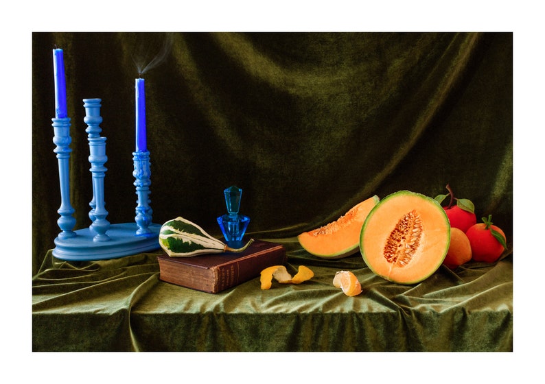 Still Life With Blue Candle: Dutch Still Life, Fine Art Photography, Interior Design, Home Decor Limited Edition Print of 100 image 1