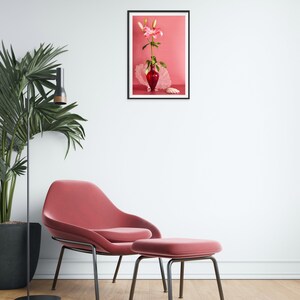 Still Life With Pink Stargazer Lily: Dutch Still Life, Floral Photo, Modern Art, Wall Hanging, Decorative, Fine Art, Pink Floral. Red Floral image 7