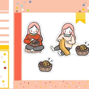 PK29-Crochet à tricoter, autocollants de planificateur, autocollants à faire, autocollants de journal, autocollants mignons