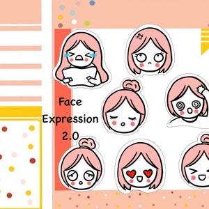 PK34-Pegatina del planificador de expresiones faciales, pegatinas de emociones
