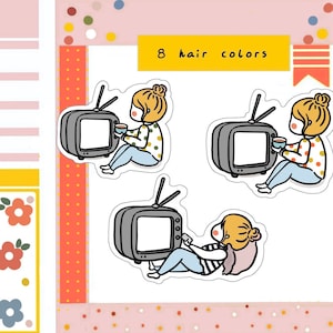 PK89-Watching TV, planner sticker