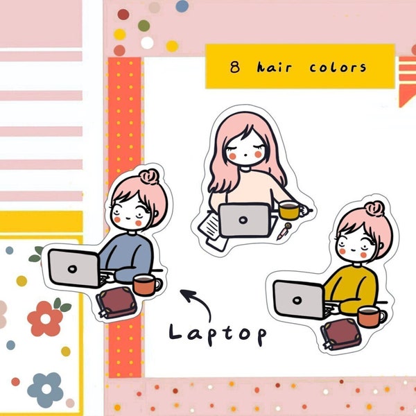 PK84-Laptop sticker, planner sticker, study, character sticker, work sticker