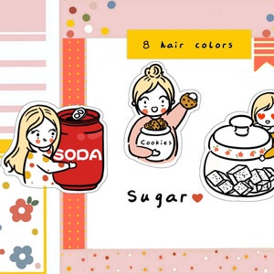 PK102-Sugar day, Leckerli Tag Sticker, Zuckerliebhaber, Diät Sticker, Charakter Sticker