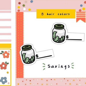 CI008-Money jar stickers, saving stickers, budget sticker