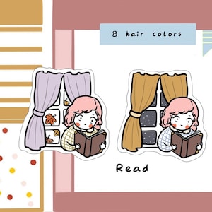 PK159-Adesivo tempo di lettura autunnale, adesivo libro, adesivi lettura