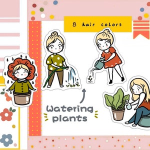 PK69-Arrosoir des plantes, autocollant de jardinage, autocollant de planificateur, autocollant de journal