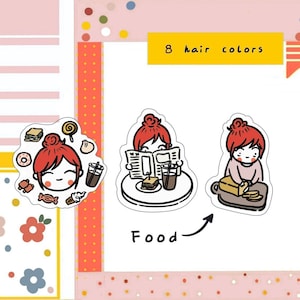 PK147-Garota Foodie, adesivos de comida, adesivos de lanches