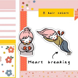 PK133-Pegatinas de emociones que rompen el corazón, pegatinas de planificador de pegatinas de emociones tristes, pegatinas de diario
