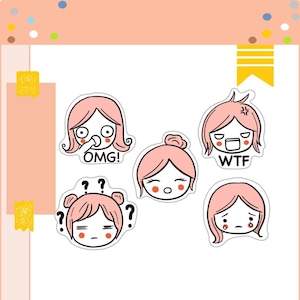 PK008-Adesivos de expressão facial, adesivos de planejador de emoções, adesivos de diário