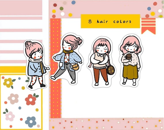 PK116- Winter outfits, Winter girl stickers