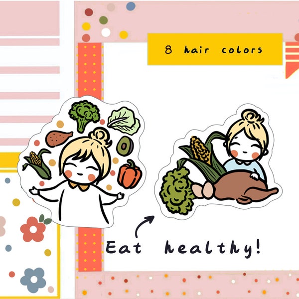 PK132-Gesunde Ernährung Aufkleber, Gemüse, gesunde Ernährung, Food Tracker, Weight Control Sticker