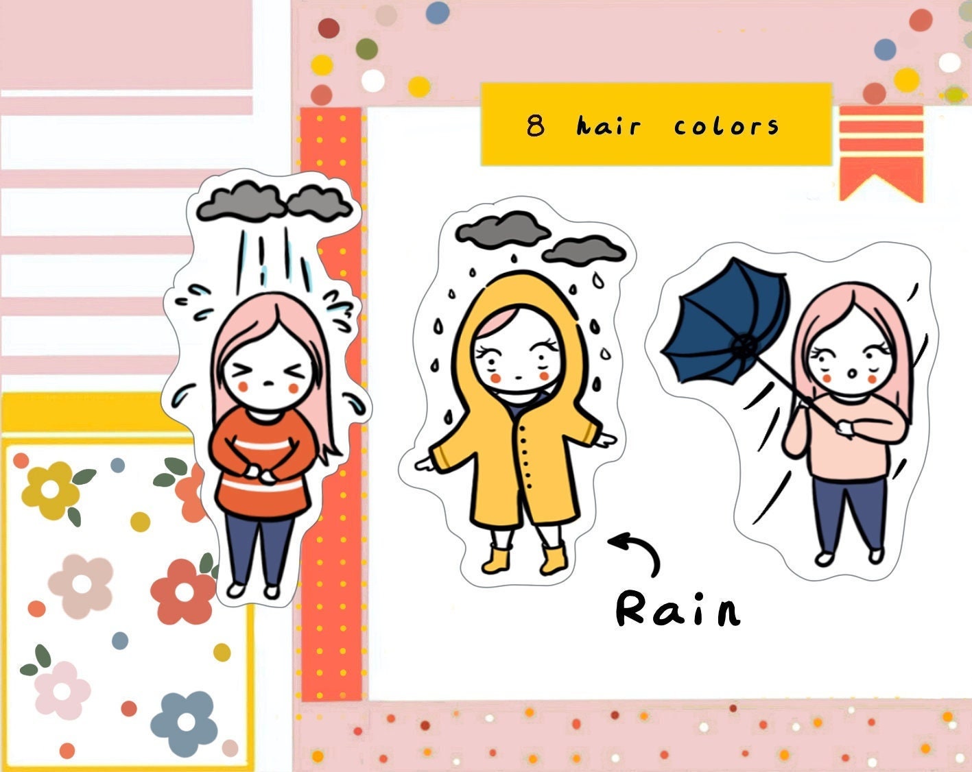 [Ddoja] Baby Chou Transparent Stickers - Rainy Day