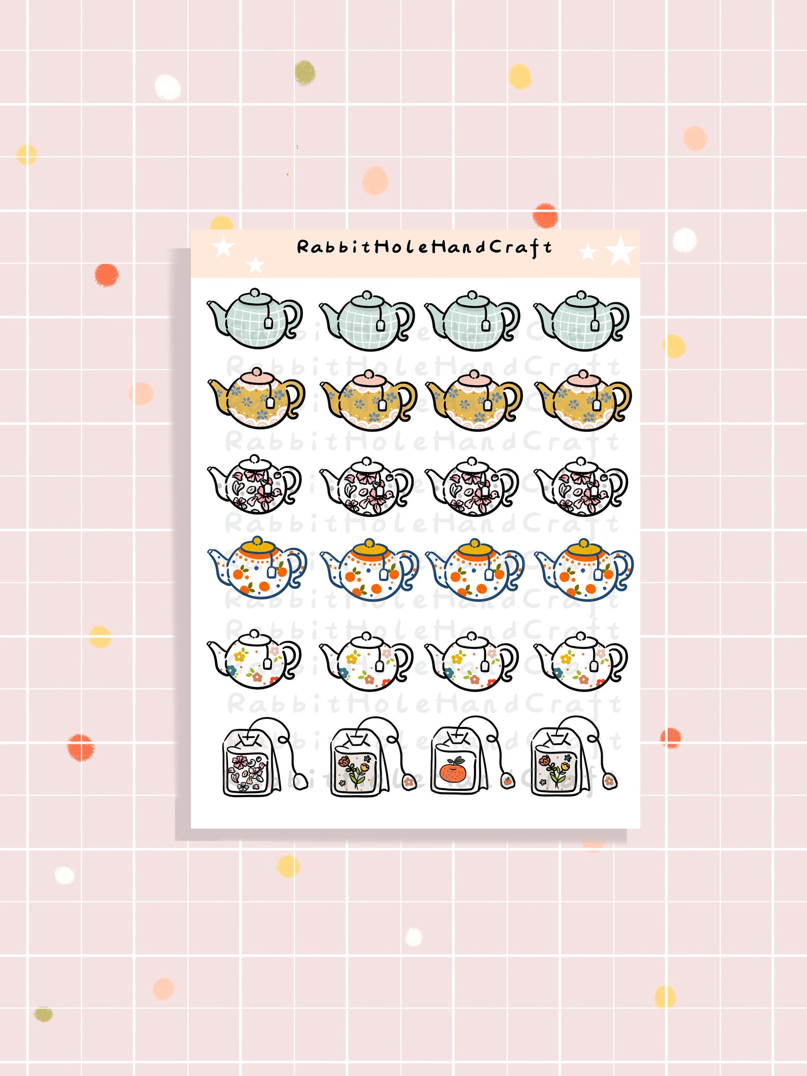 Tea Kettle Sticker Ci10-kettle Stickers Tea Cups Tea Bag Sticker Journal - Etsy