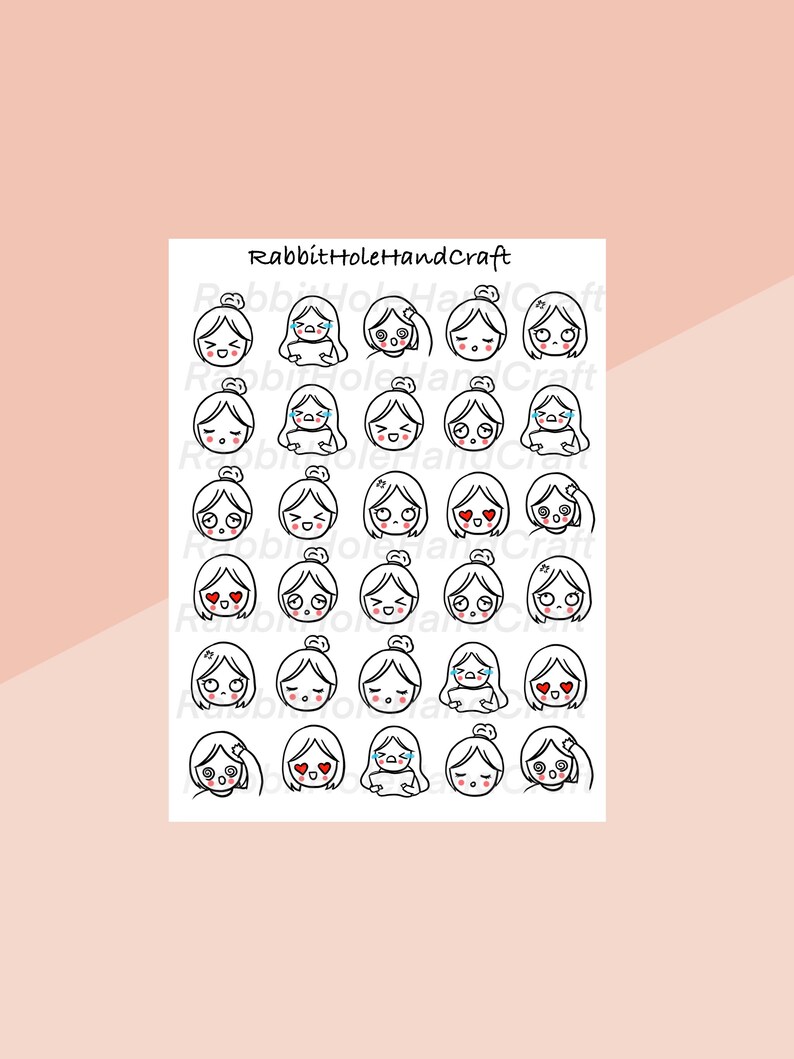 Pk34-facial Expression Planner Sticker Emotion Stickers | Etsy
