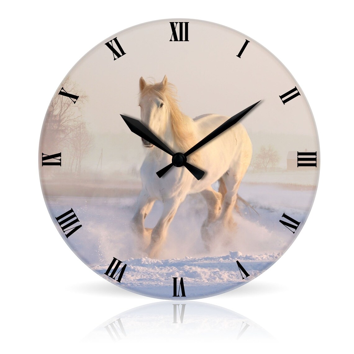 White Horse brRound Acrylic Wall Clock 10.75 Etsy
