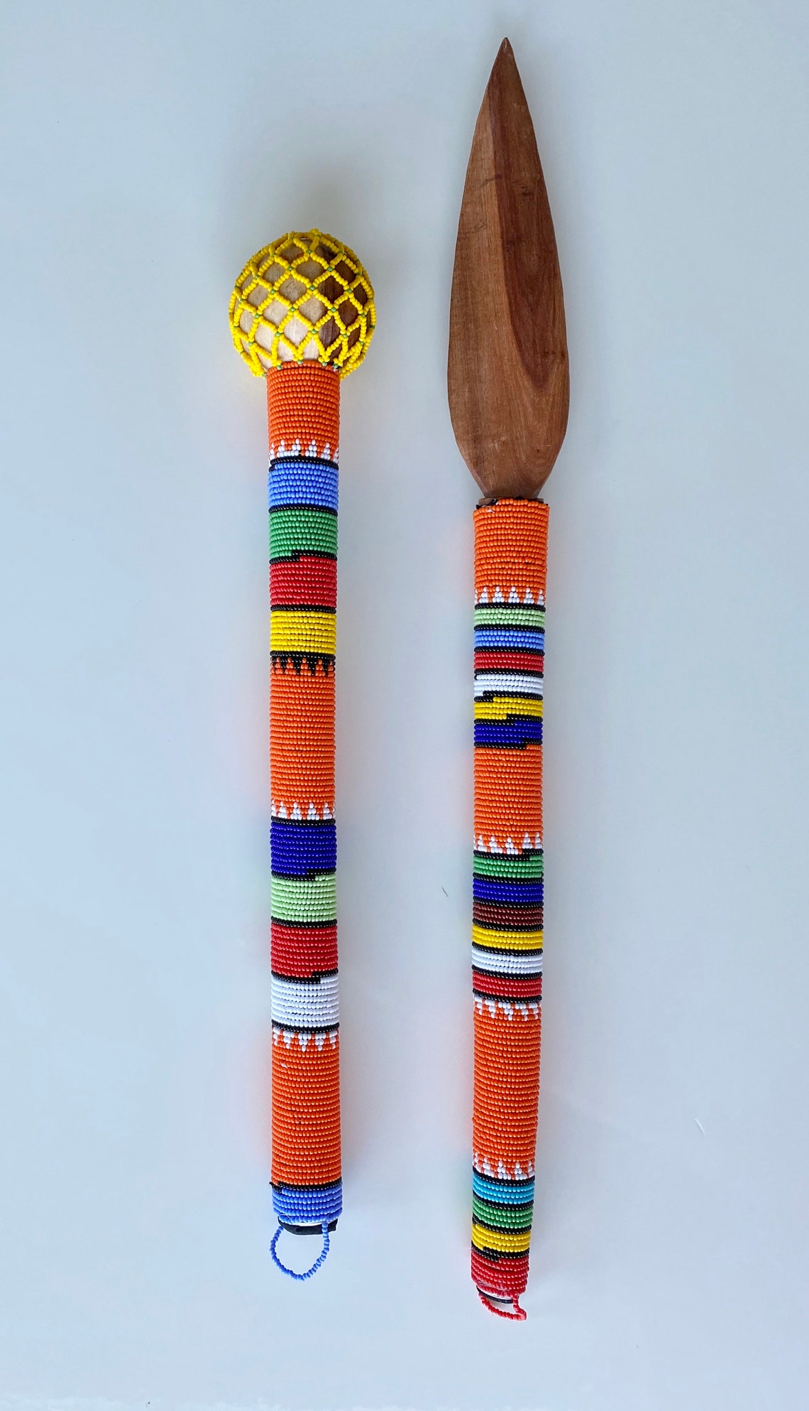 Beaded Traditional Decoration Stick Knobkerrie Etsy