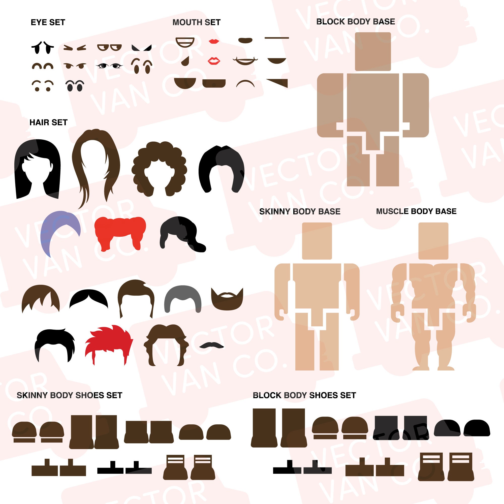 Roblox Svg Character Bundle Set Roblox Emoji Svg (Instant Download) 