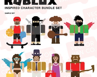 Boy and Girl Roblox Figure Avatar Bundle SVG Layered Digital 