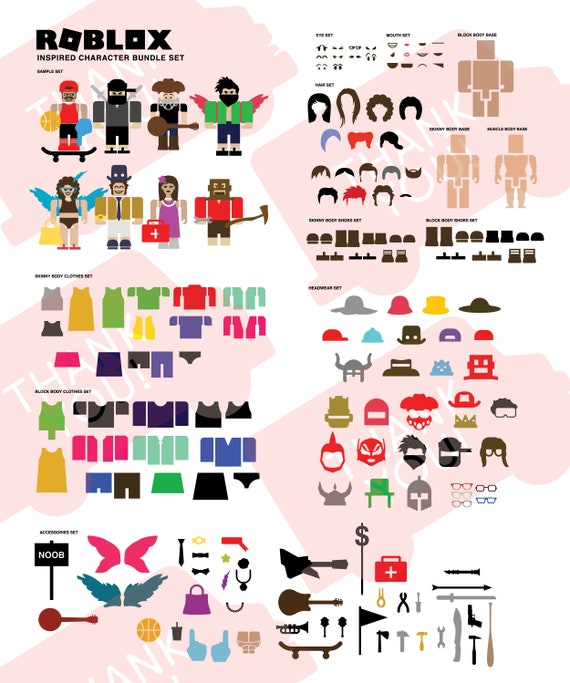 Roblox Svg Character Bundle Set Roblox Emoji Svg Roblox Cut Etsy - bunny braces roblox