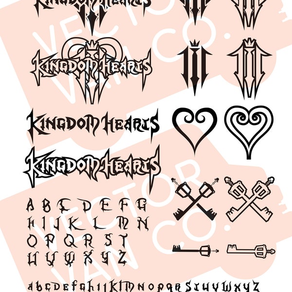 Kingdom Hearts 3 bundle pack svg - logo svg - alphabet svg - Kingdom Hearts cut file - Kingdom Hearts logo svg