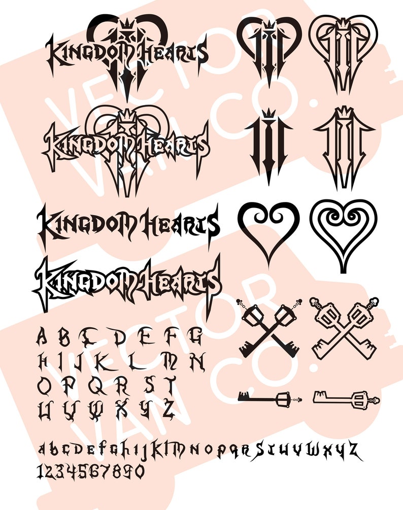Kingdom Hearts 3 bundle pack svg logo svg alphabet svg | Etsy