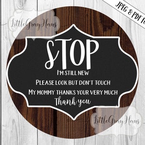 Car seat tag, do not touch baby tag, printable JPG and PDF file, Gender Neutral