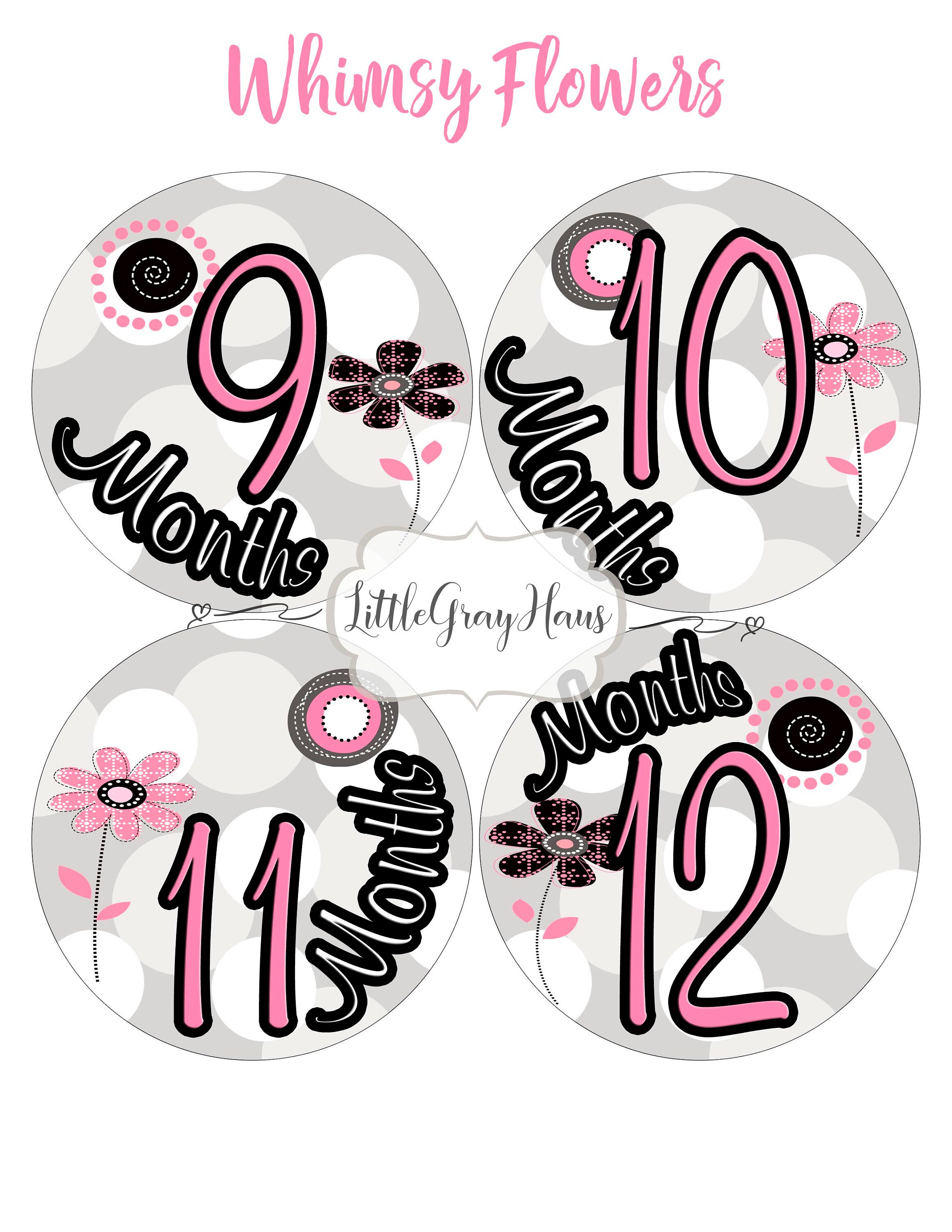 10th Month Sticker Floral Baby Monthly Milestone Stickers, Newborn Gift (digital Download ...