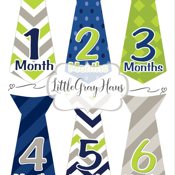 Monthly Tie Stickers, best baby boy gifts, baby shower gifts, printable tie stickers, milestone sticker - Set of 12 - INSTANT DOWNLOAD