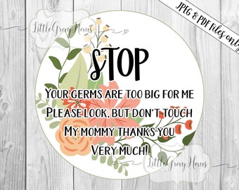 PLIGREAT 2 Sets "Please Don't Touch" Baby Sign - Watercolor Flower Butterfly Hanging Tag For Stroller & Car Seat - View #2